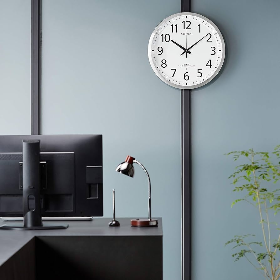 【大型55cm】CITIZEN 電波掛け時計 8MY465-0 ステンレス調① 大型55cm】CITIZEN 電波掛け時計 8MY465-0 ステンレス調①