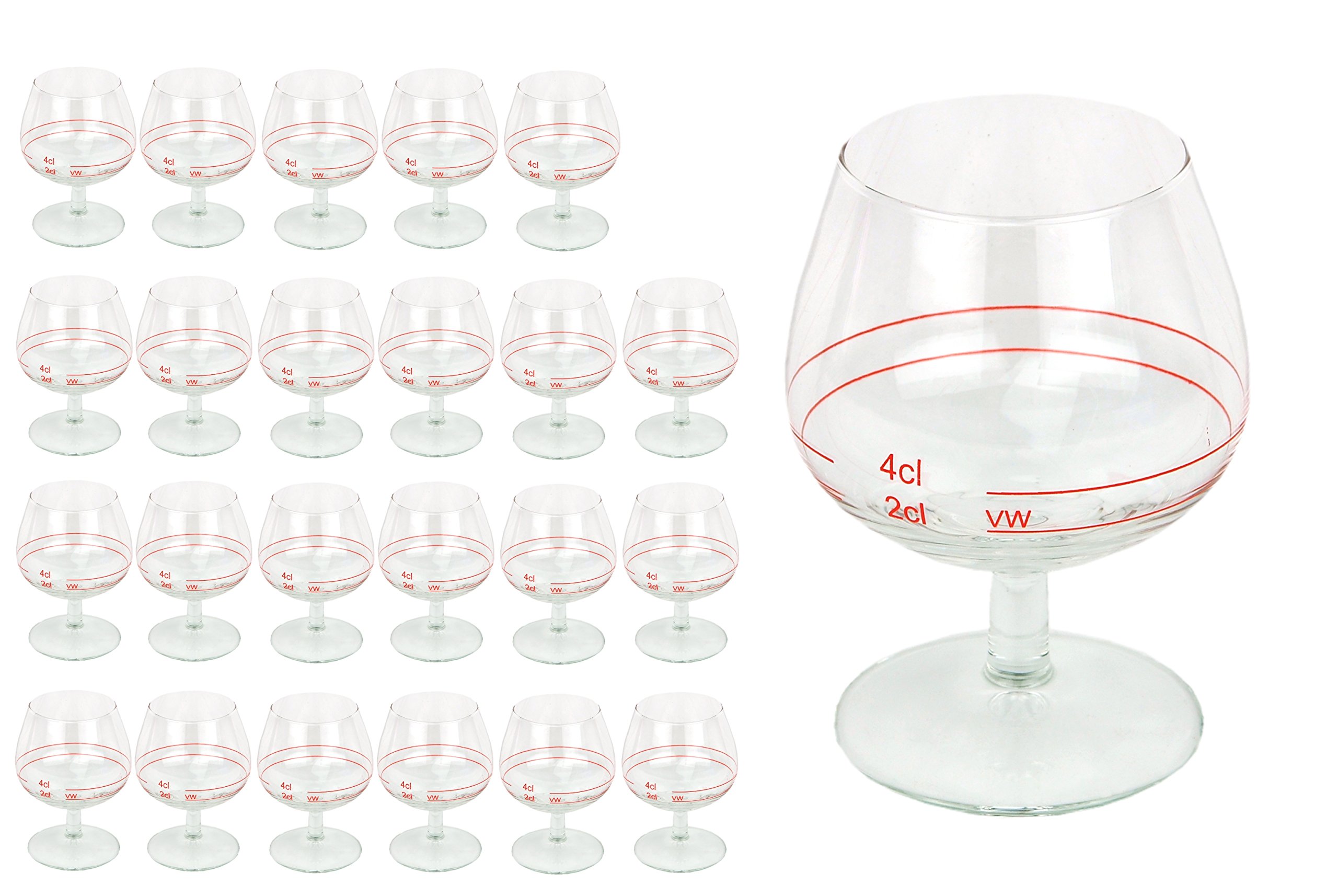 Van Well CASINO 24er Set Cognacschwenker mit Rotring - 2cl & 4cl geeicht, klares Likörglas für edle Tropfen, perfektes Spirituosenglas für Genießer