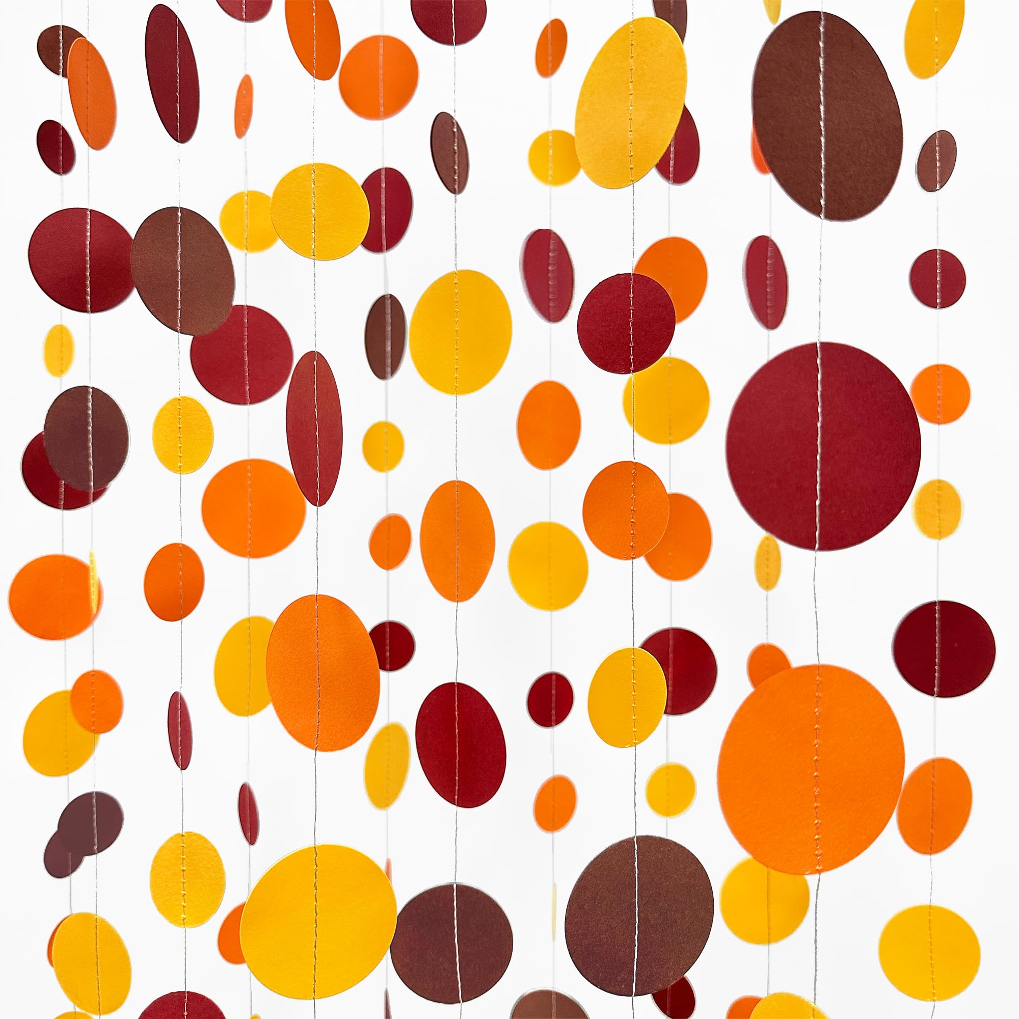 46Ft Fall Party Decorations Polka Dots Garlands Orange Yellow Burgundy Brown Hanging Paper Circle Dots Streamer for Birthday Wedding Shower Fall Autumn Thanksgiving Harvest Party Decor Supplies