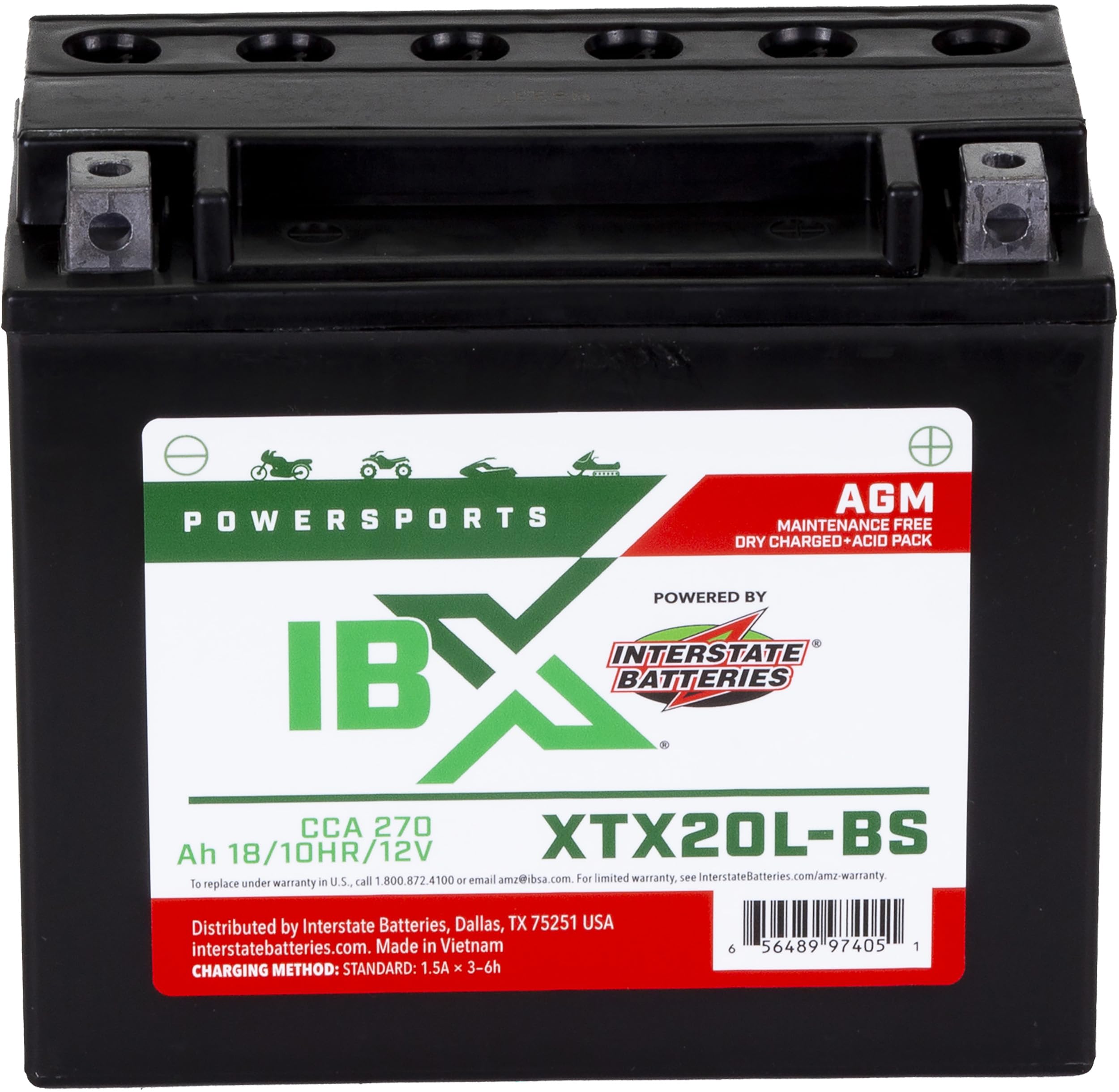 Interstate Batteries YTX20LBS 12V 18Ah Powersports Battery, 45 OFF