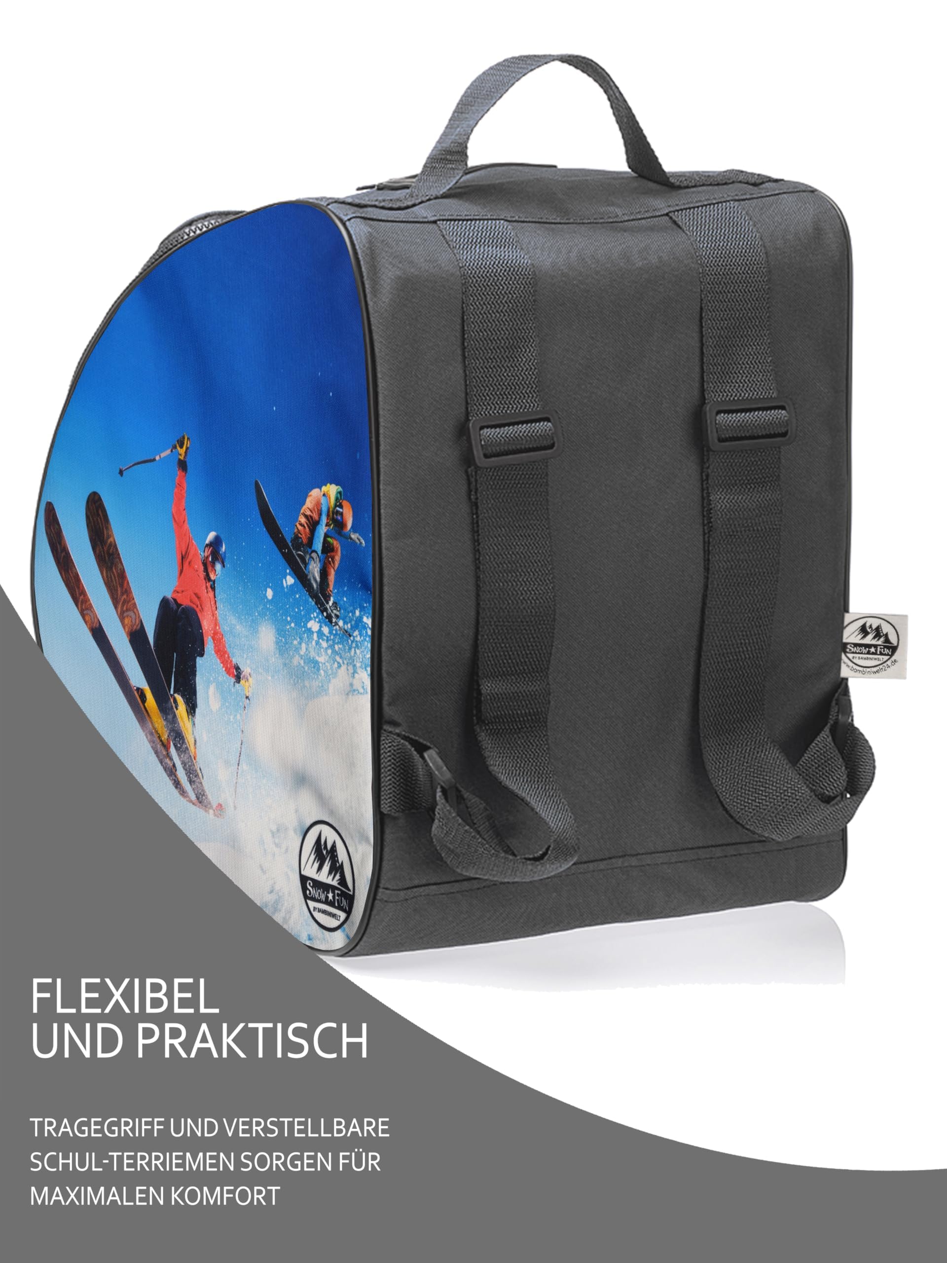 BambiniWelt by Rafael K. Ensemble de ski pour enfant [sac à chaussures de ski + sac de ski pour enfants] Sac à dos pour bottes, casque, lunettes de ski, sac à dos de ski, sac à dos pour bâtons de ski,