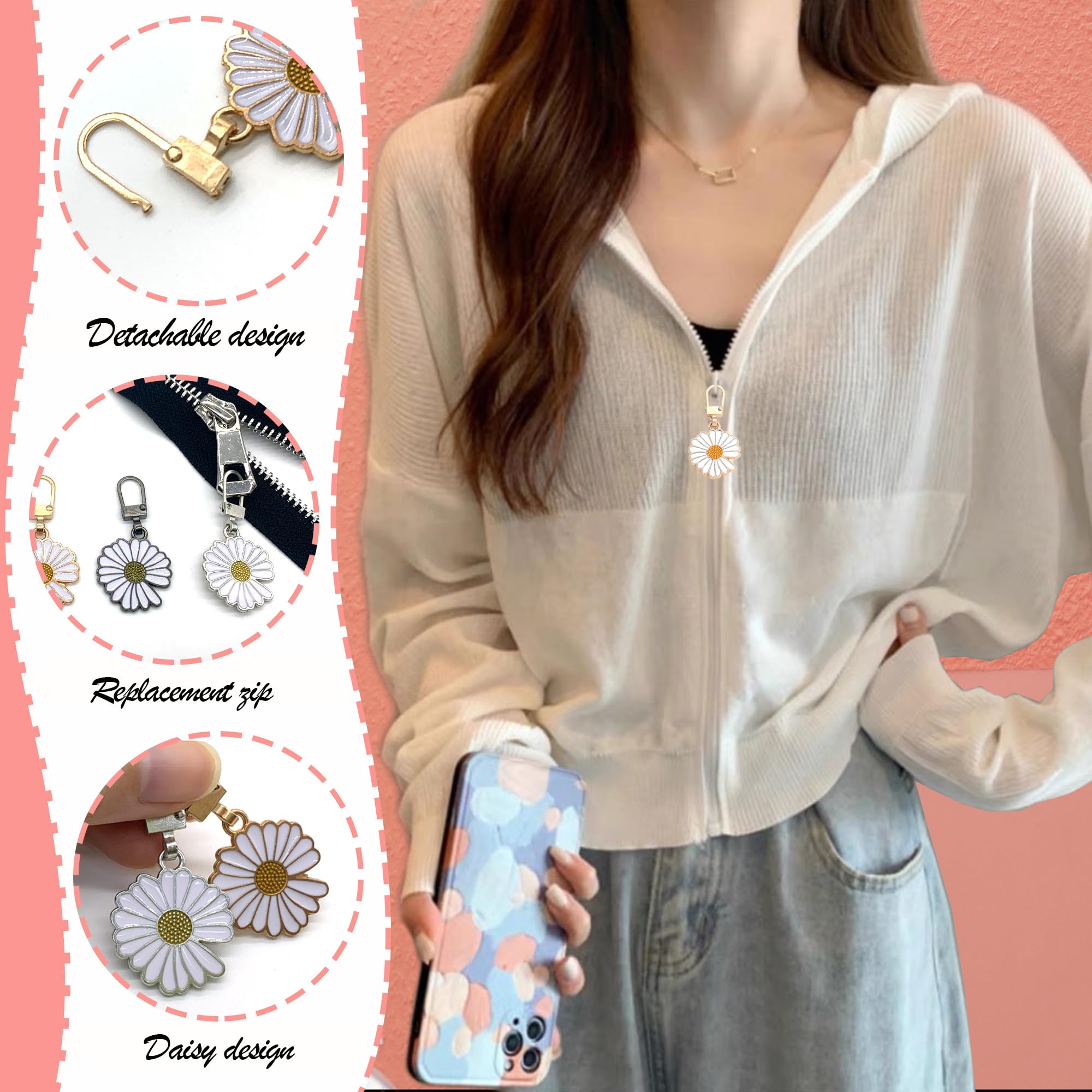 8 Pezzi Sostituzione Cerniere Lampo - Testa Rimovibile A Forma Di Margherita, Per Abbigliamento E Borse - Foto 11