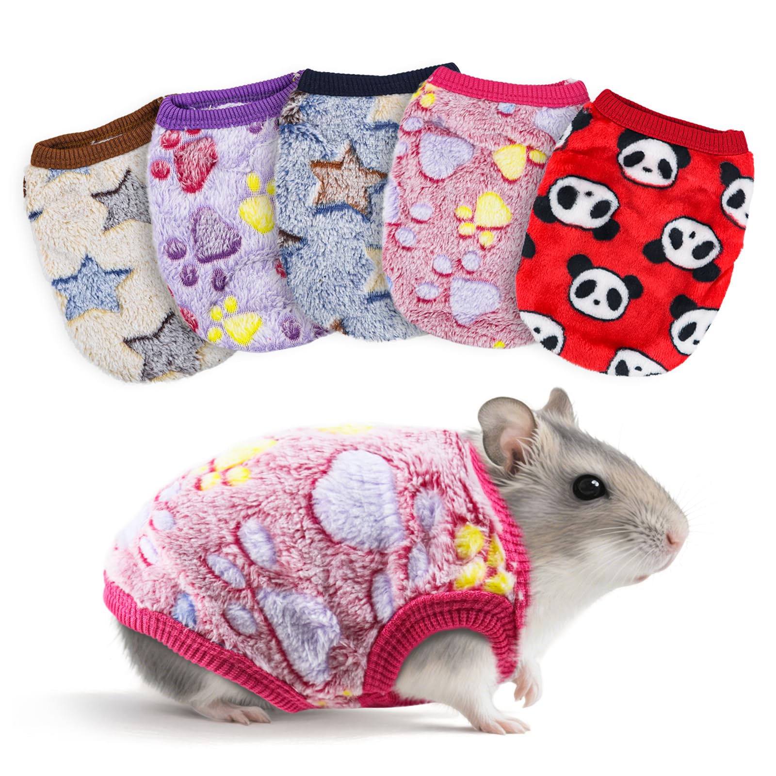 XXS Small Animal Clothes – 5 Pieces Bunny & Guinea Pig Outfits, Warm Vest & Soft T-Shirt Costume for Rabbits, Ferrets, Chihuahua Puppies, Mini Dogs, and Other Tiny Pets