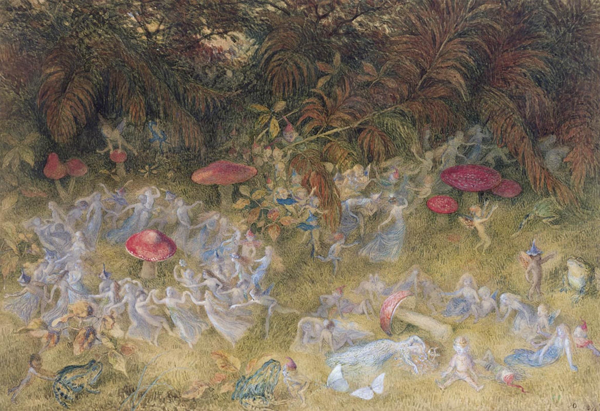 Artxlxxbn No Frame Famous Print Painting Colorful Art Print Rings And Toadstools By Richard Doyle Canvas Art Decorations For Home Decor 60X90cm