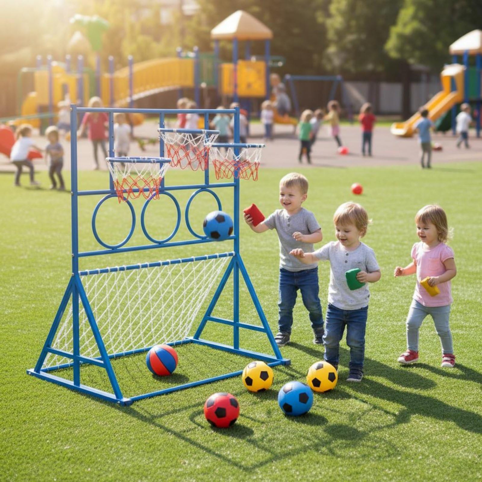 Kinder-Basketballkorb Stabil Kinder-Fußballtor Stabile Basis Basketballkorb Set für Spielplatz