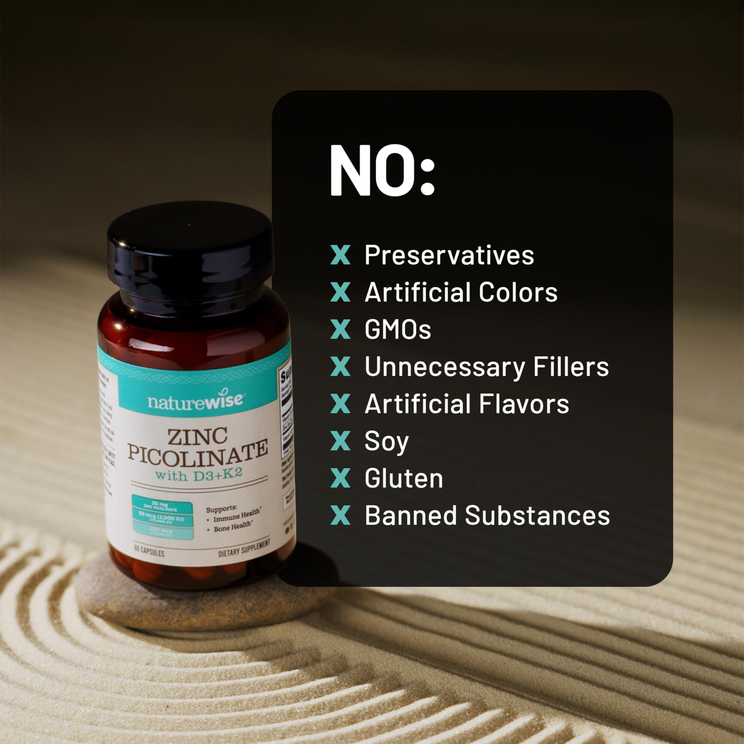 NatureWise Zinc Picolinate with D3 + K2 - Zinc Supplements for Men & Women + Vitamin D3 K2 - Supports Immune & Bone Health* - Non-GMO, Gluten Free, USA Manufactured - 30 Capsules[30 Day Supply] — Amazon image 9