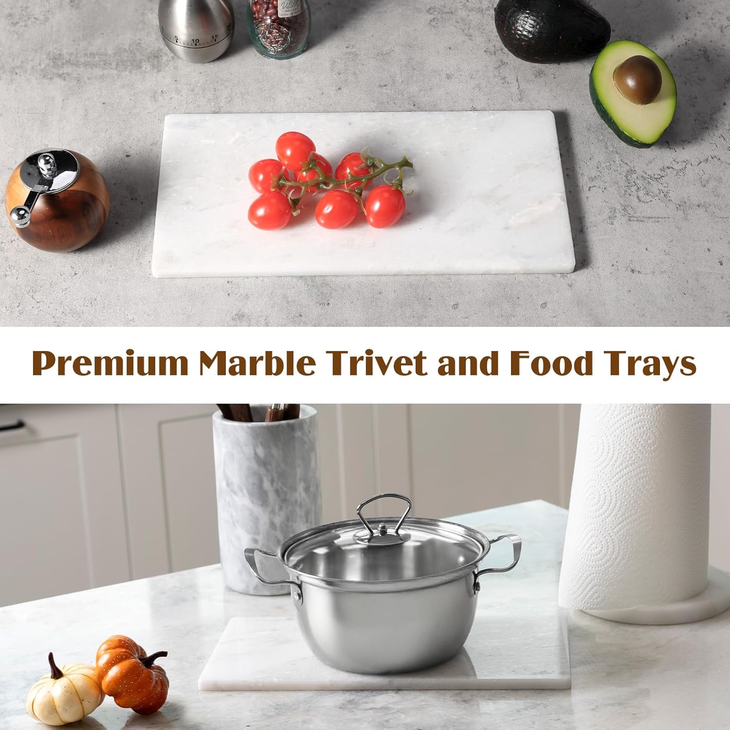 Natural Marble Trivet 12" x 6", Marble Cutting Boards for Kitchen Hot Pots and Pans, Bathroom Trays Perfume Tray Jewelry Candle Plate (Namib Fantasy)