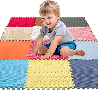 MOTGOM 12-Pack Textured Sensory Floor Tiles for Autistic Kids - Interlocking Mats for Tactile Play, Calming Sensory Toys for Toddlers