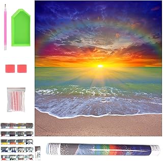 5D Diamond Art Kits, Painting by Numbers per Adulti, Quadri con Perline, Artigianato per il Tempo Libero, Regalo Squisito, Ufficio e Casa Pittura Decorativa, Pittura Diamante Tramonto 40 x 40cm.