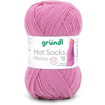 Gr ndl Hots Socks Merino Plain 4-Ply Sock Wool 50 g / 200 m 75% Virgin Wool Merino Superwash 25% Polyamide Mulesing-Free Oeko-Tex Standard 29 Dusky Pink