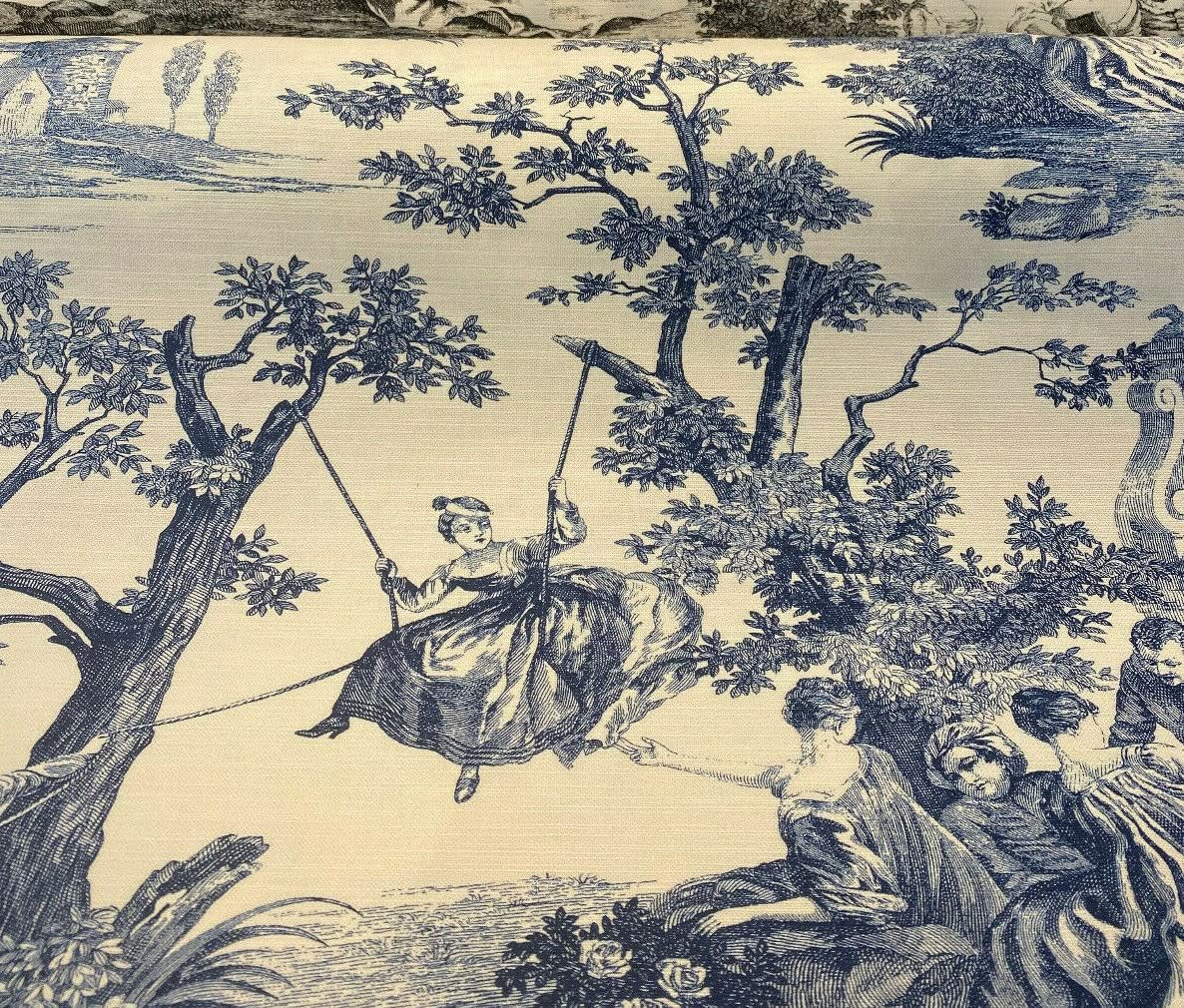 Waverly Toile Idyllic Days Blue Sapphire Fabric by The Yard