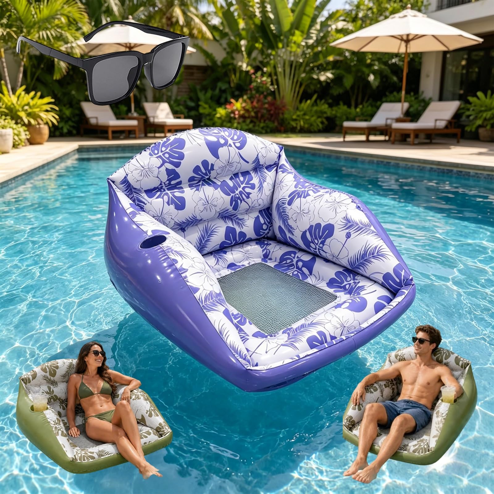 Poltrona da piscina gonfiabile 3 in 1, portatile e traspirante