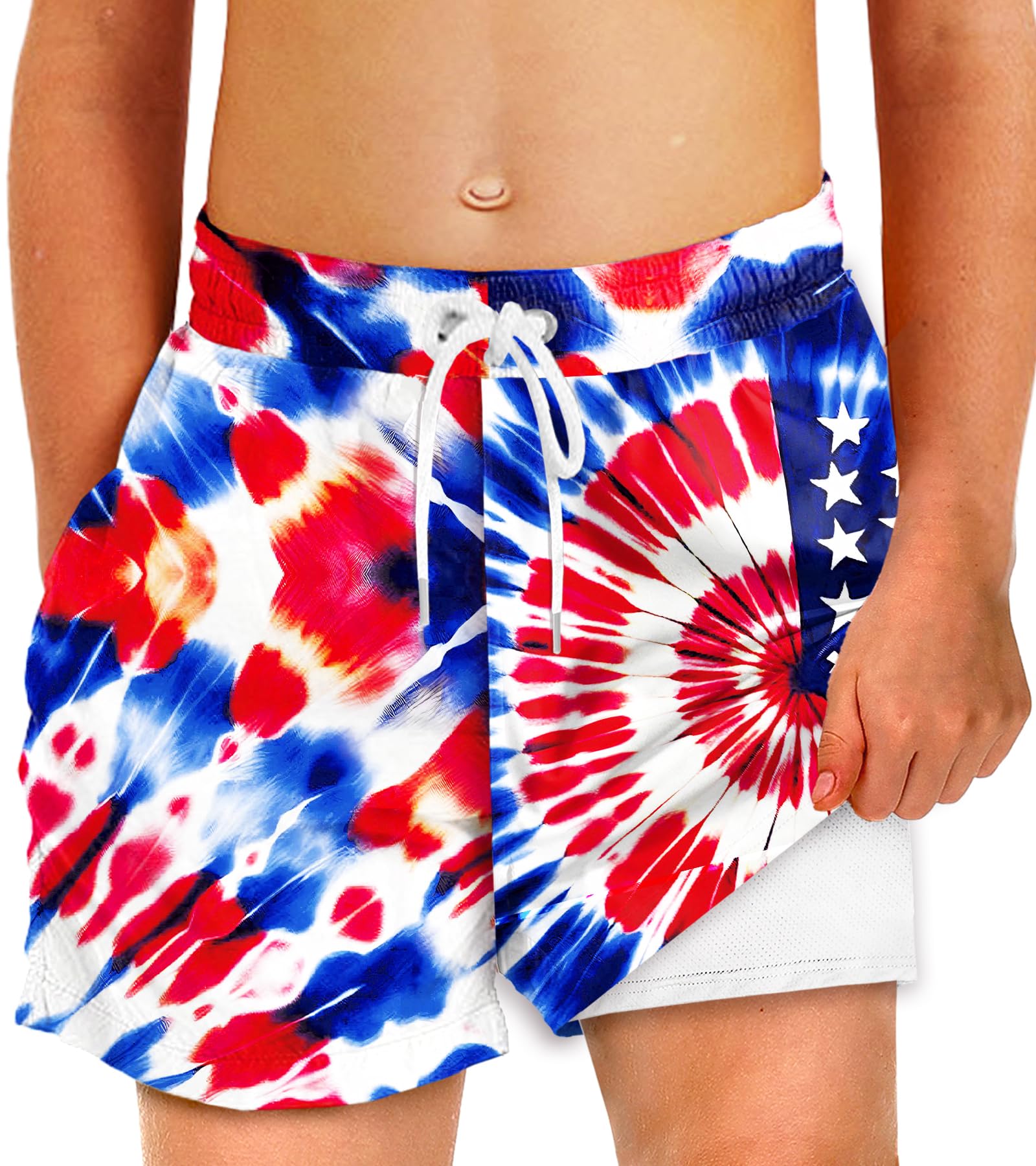 DeeroseBoys Swim Trunks with Compression Lined Kids Summer Beach Shorts 5-14 Years