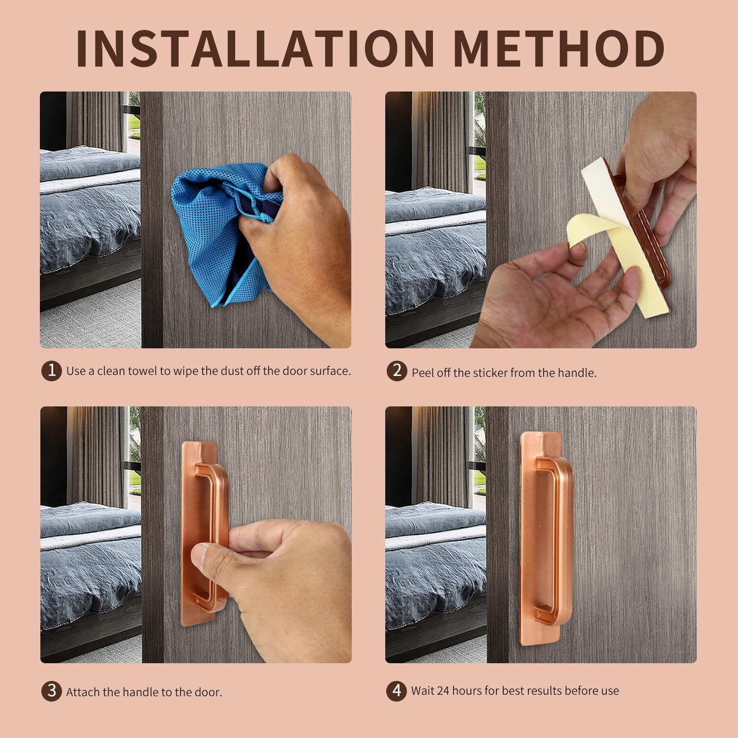 2 Items No Drill Cabinet Handles - 5.31" Self-Adhesive Drawer Pulls with VHB Tape, Instant Install Silver Handles for Kitchen/Closet/Sliding Doors (5.31 Inch,Rose Gold)