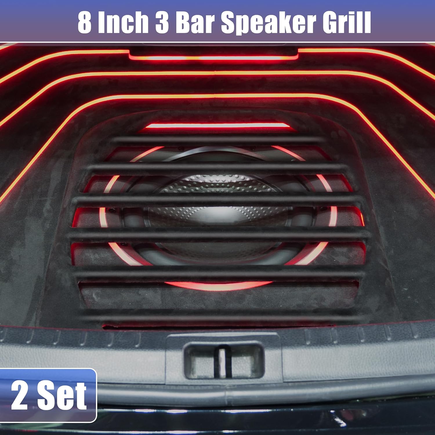 ACROPIX Universal Black Iron 8" Speaker Grill Bar Audio Speaker Subwoofer Grill Grille 8 inch 3 Bar Speaker Grille Bar Woofer Protective Cover with Screws - Pack of 2
