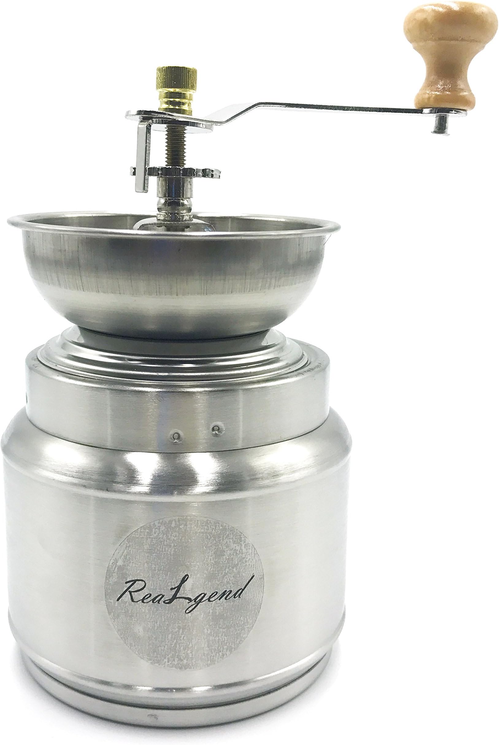 Manual Coffee Grinder Hand Coffee Mill Burr Coffee Grinder with Ceramic Hand Crank - Stainless Steel