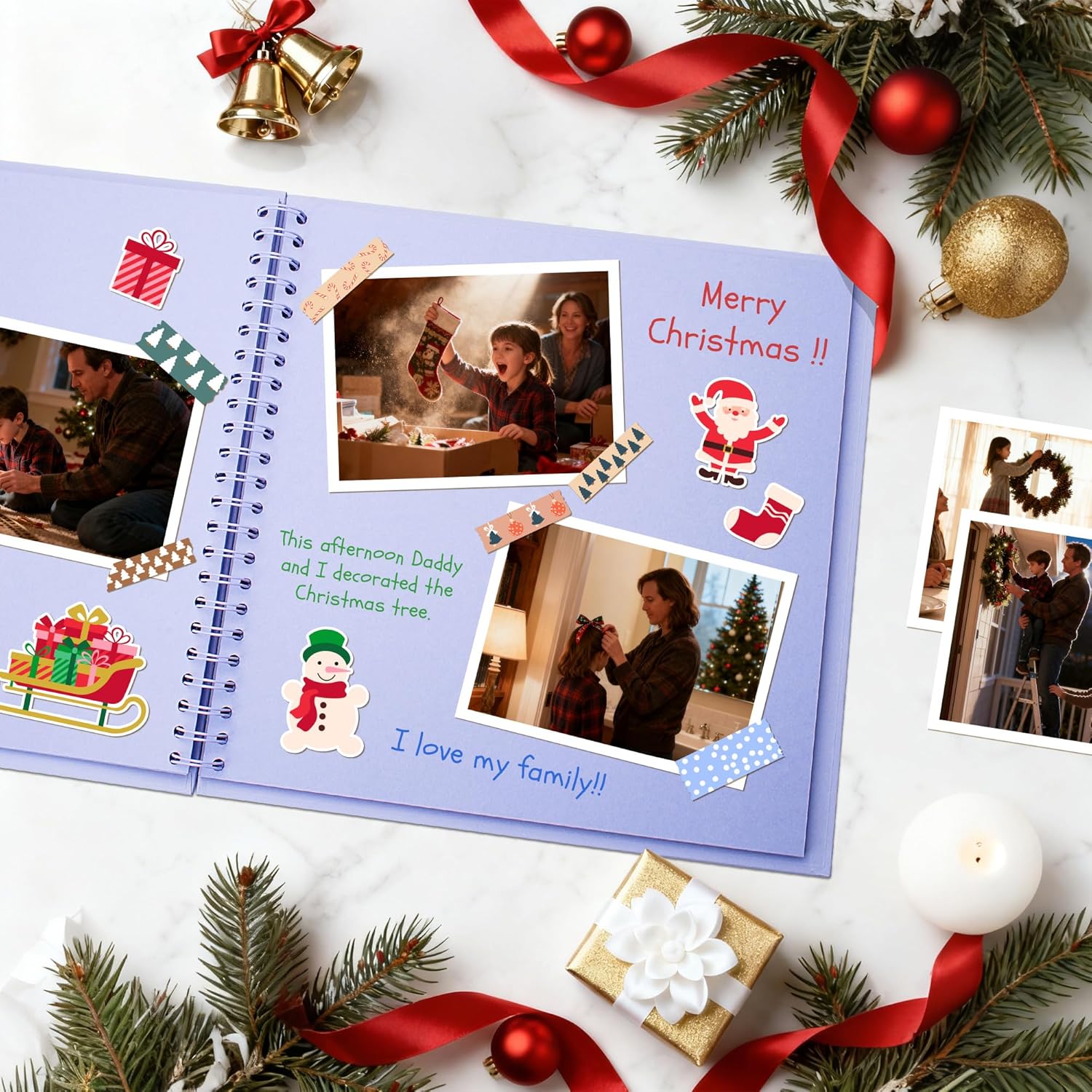 8X8 Inch DIY Scrapbook Photo Album, Kraft Blank Paper Scrap Book 40 Pages Memory Book for Wedding Family, Light Purple - Image 2