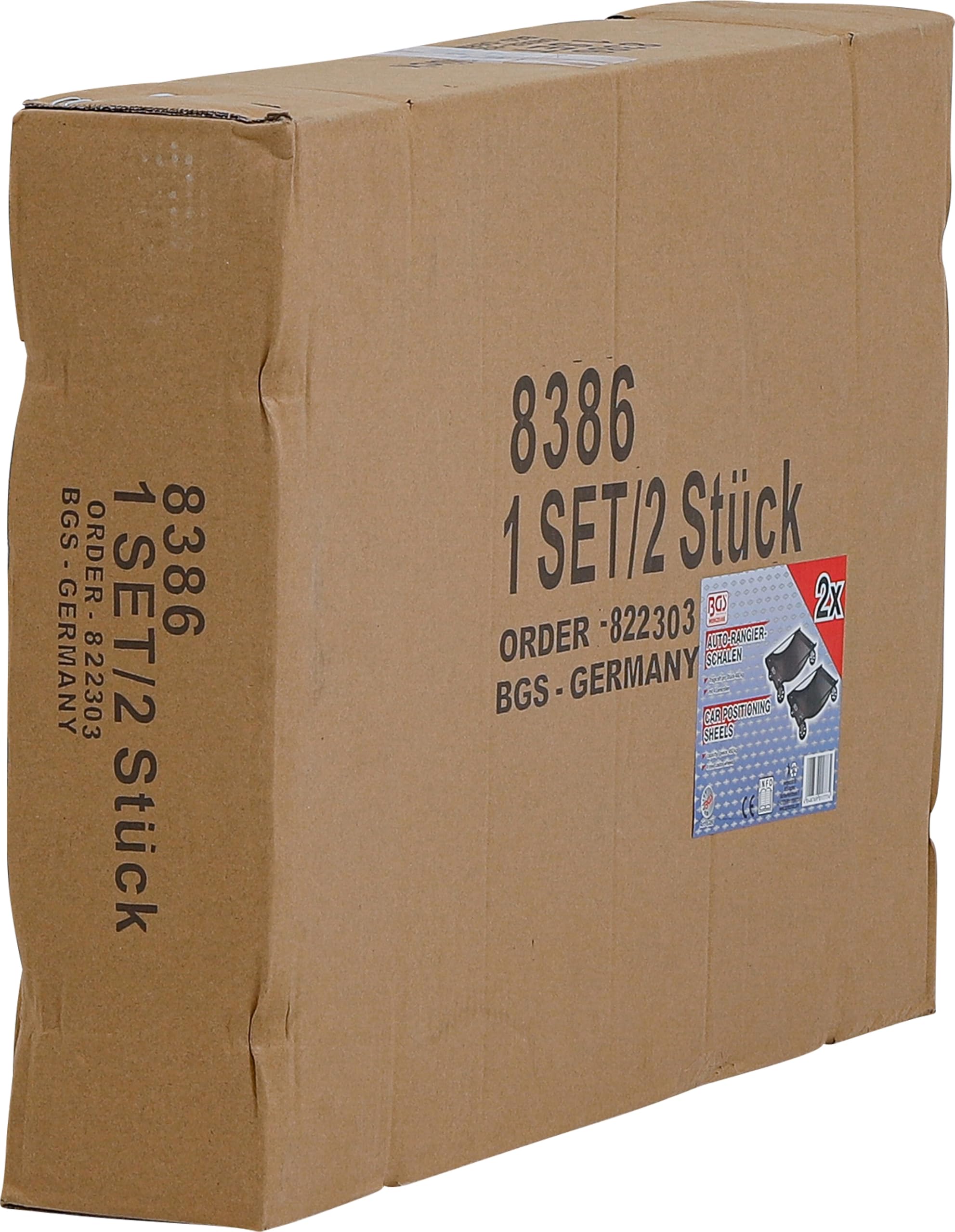 BGS 8386 | Auto-Rangierschalen | 1 Paar | 450 kg pro Stück | max. Reifenbreite 360 mm | 4 Lenkrollen | seitliche Streben | für beengte Platzverhältnisse
