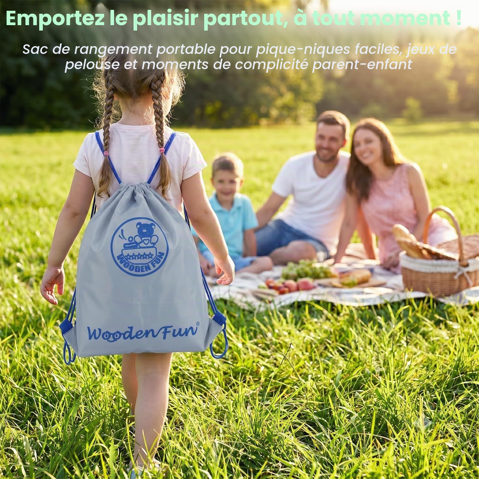 WOODENFUN Kubb Jeu d'échecs suédois en bois pour enfants et adultes