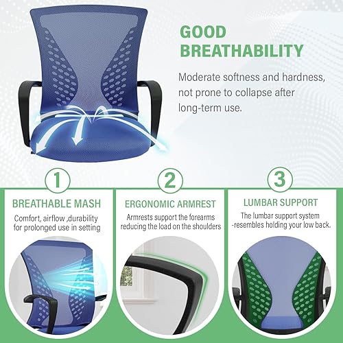 Miniatura 4 de Silla de escritorio de oficina, silla ergonómica para juegos de computadora con ruedas giratorias de 360 grados, sillas de escritorio de oficina en