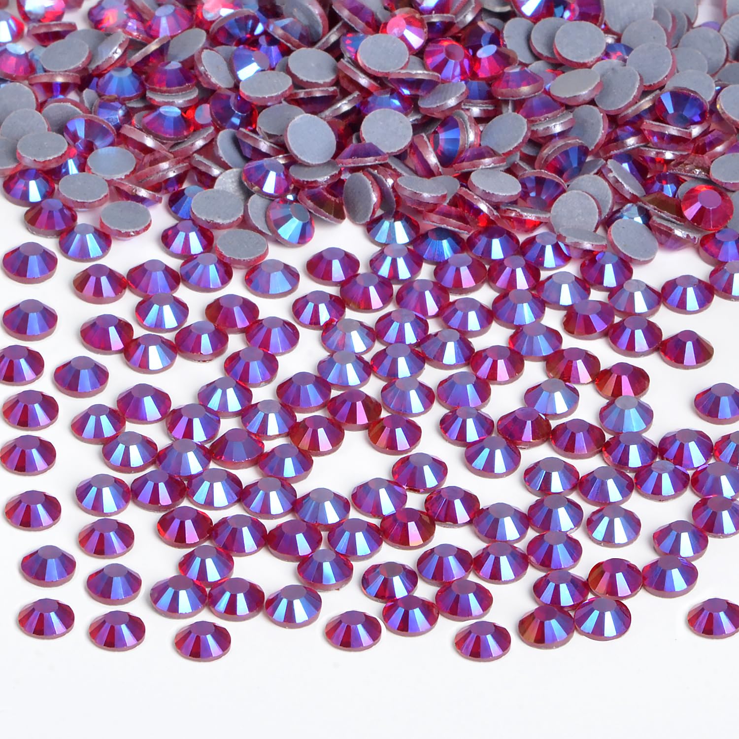 Bymitel Hotfix Crystal Rhinestones Round Gems Iron on DIY Jewelry Making Flat Back for Crafts,Siam AB, 1.6mm(SS4/2880pcs)