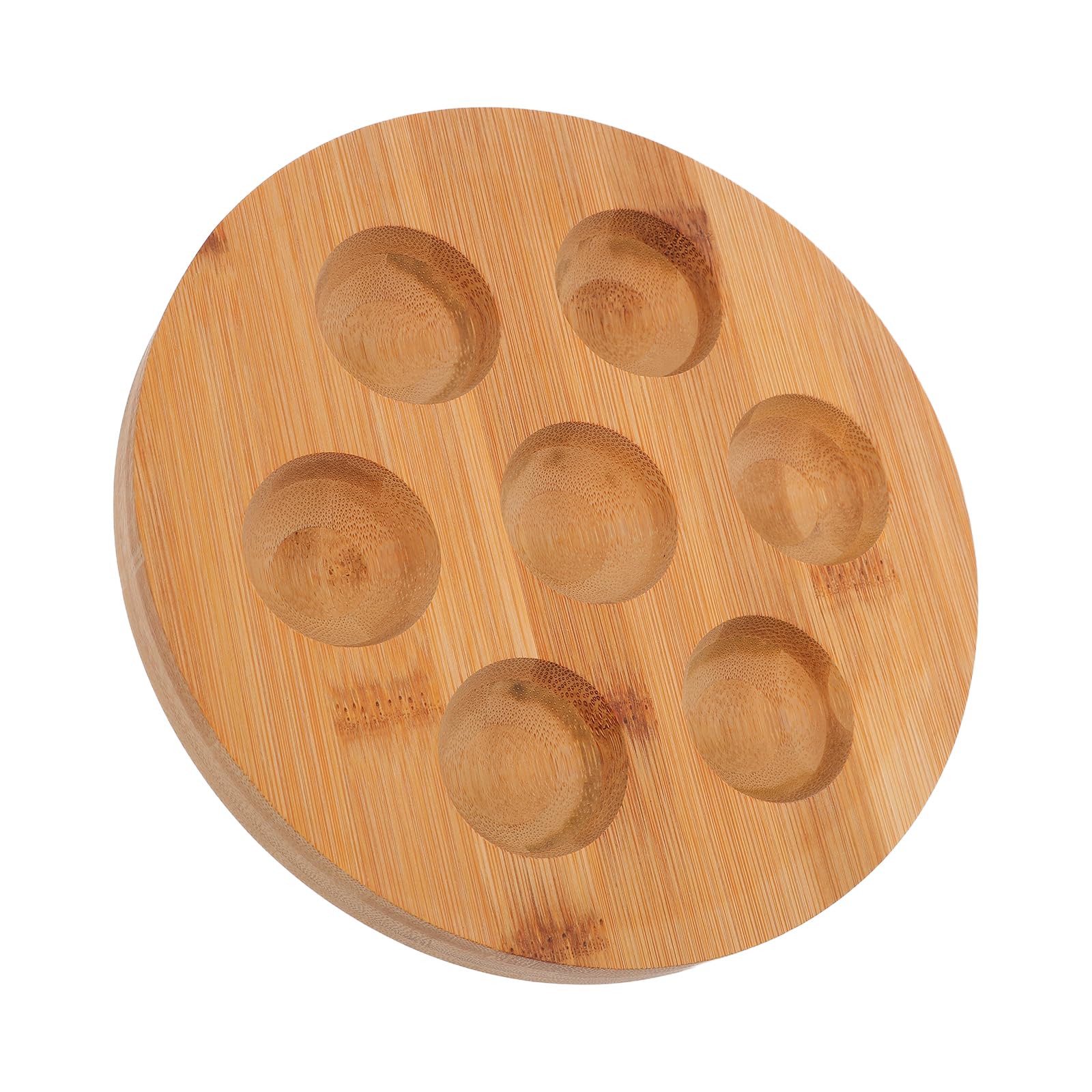 Bandeja de Huevos de Madera de Acacia 7 Agujeros para Refrigerador y Encimera Base Antideslizante, Porta Huevos para Cocina Organizada, Soporte Rústico para Exhibición