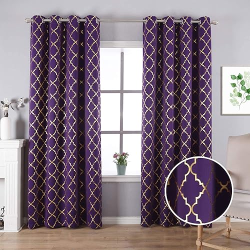 Anjee Cortinas opacas de 63 pulgadas de largo, juego de 2 paneles para sala de estar, oscurecimiento con ojales, aislamiento térmico, cortinas de