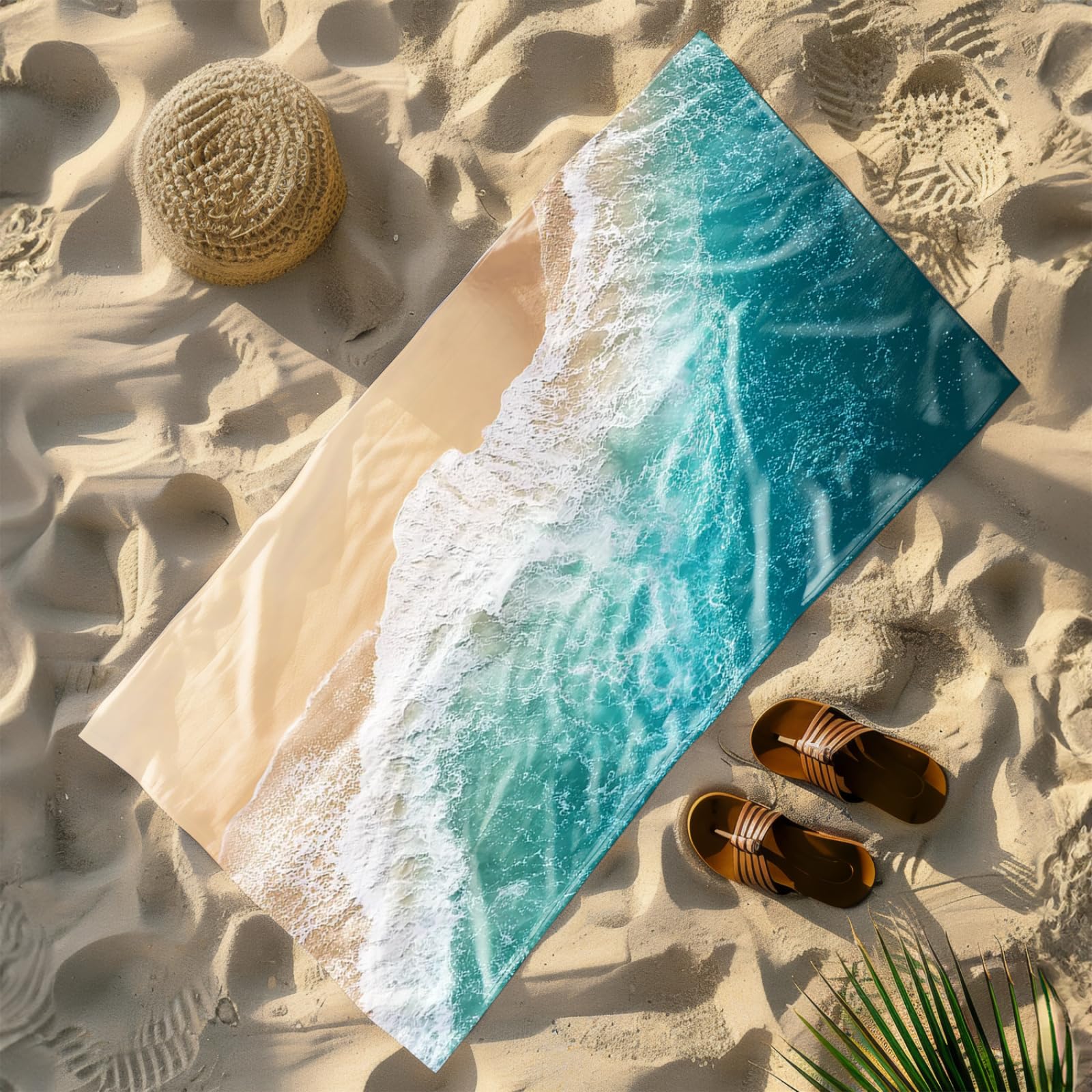 Generico Telo Mare Grande Xxl Mare Blu Antisabbia Leggero Assorbente e Compatto Sauna Viaggio Piscina Yoga Campeggio Donna Uomo