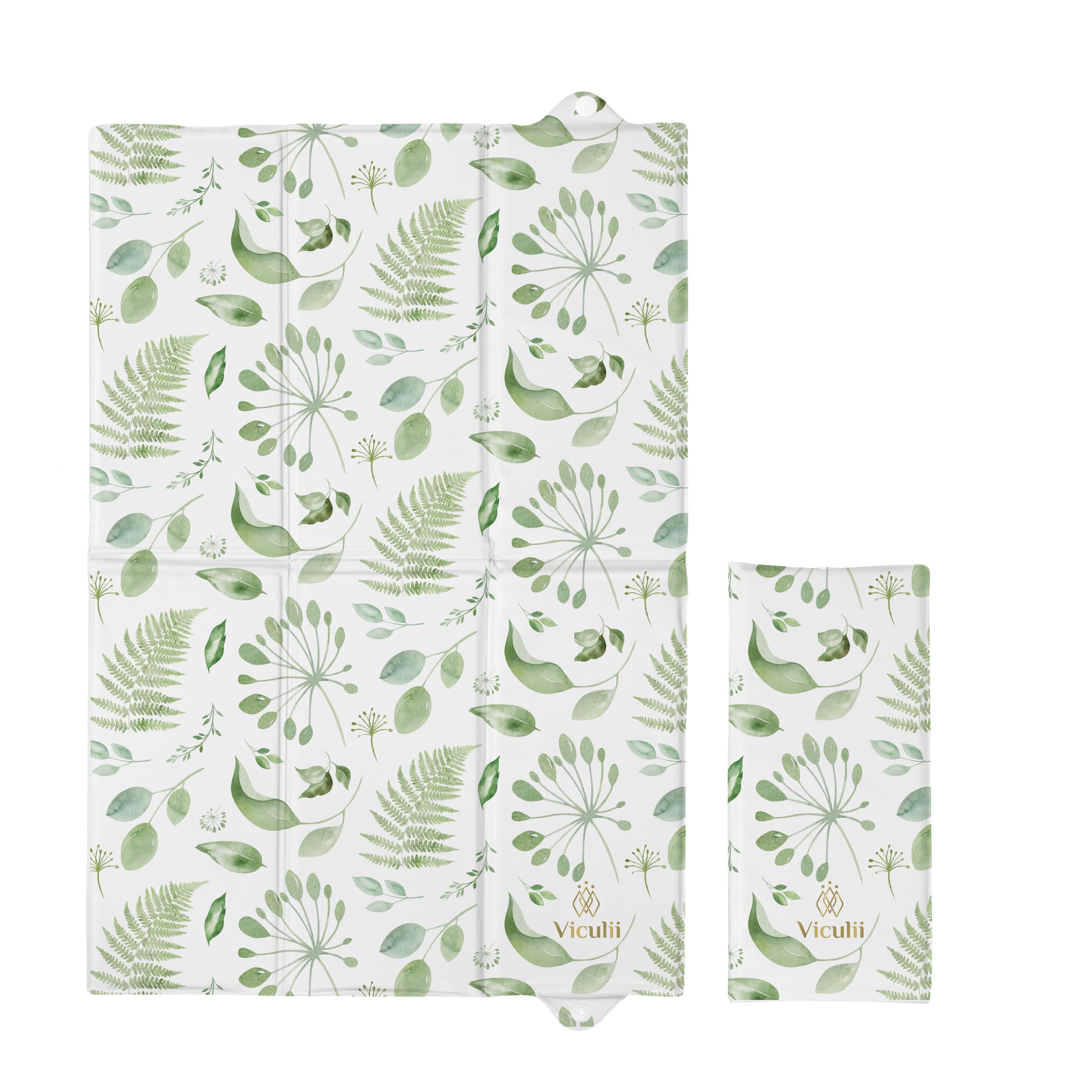 Deluxe Unisex Botanical Baby Changing Mat - Cosy Anti-Roll, Raised Edges or Foldable, green