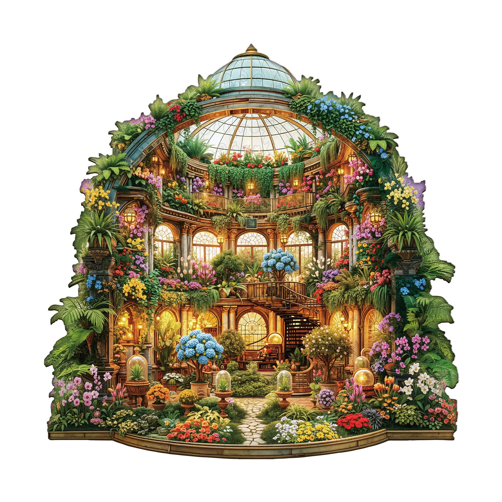 Jigfoxy Mystic Garden Hall Wooden Jigsaw Puzzles for Adults, 270pcs Unique Animal Shape Wood Puzzles, Birthday Gifts for Family Friend with wooden box(13.4 * 13.4in)