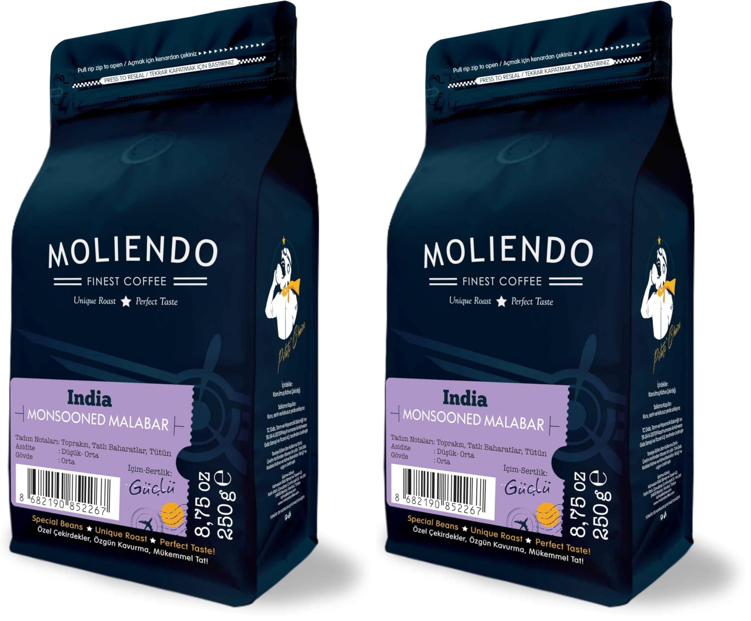Moliendo India Monsooned Malabar Yöresel Kahve (Çekirdek) 250 g (2 paketi)