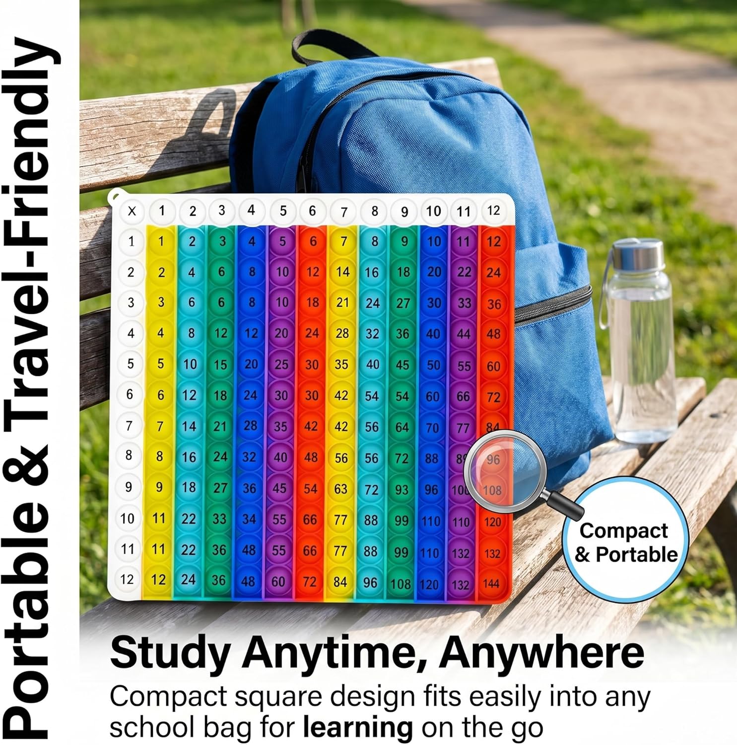 Multiplication Learning Board, 12x12 Multiplication Tables, Push Bubble Sensory Classroom & Home Learning Multiplication Chart Tool，Fidget Game for Teachers to Create a Variety of Math Operations