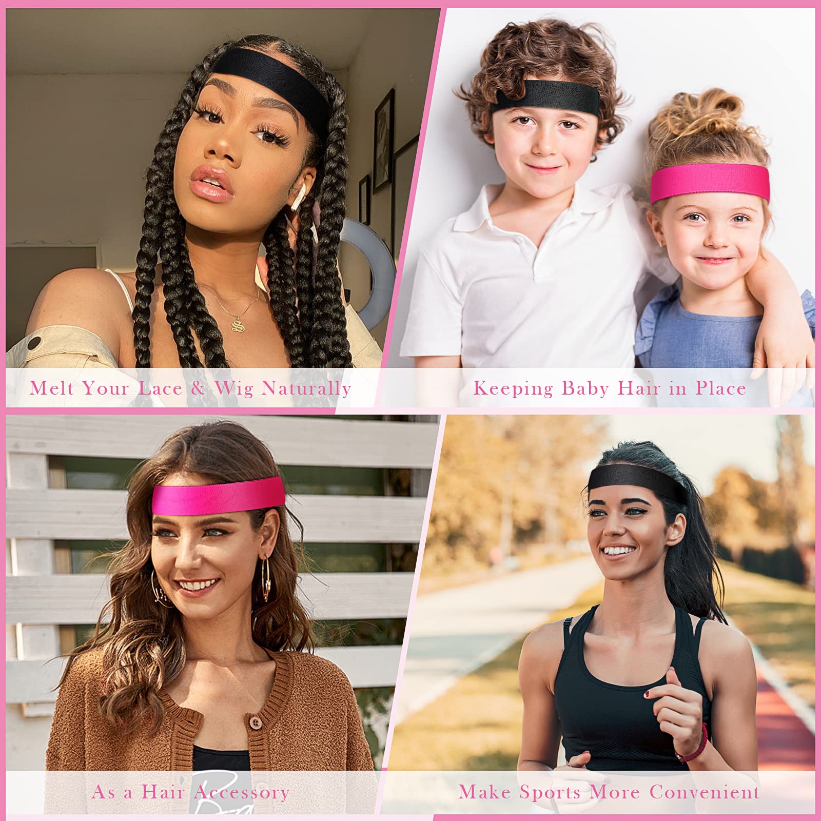 Alimiriam 2 Bandas Elásticas Para Bordes De Peluca, Bandas De Fusión De Encaje, Bandas De Peluca Para Mantener Las Pelucas En Su Lugar, Envoltura De Borde Para Colocar Los Bordes, Banda