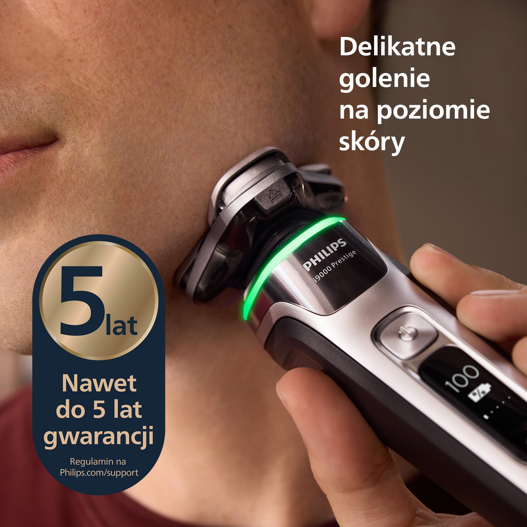 Philips Shaver i9000 Prestige, golarka elektryczna do golenia na sucho i mokro z technologią Skin IQ, System Triple Lift & Cut, podwójne, obracające się o 360º ostrza SteelPrecision, Model XP9204/10