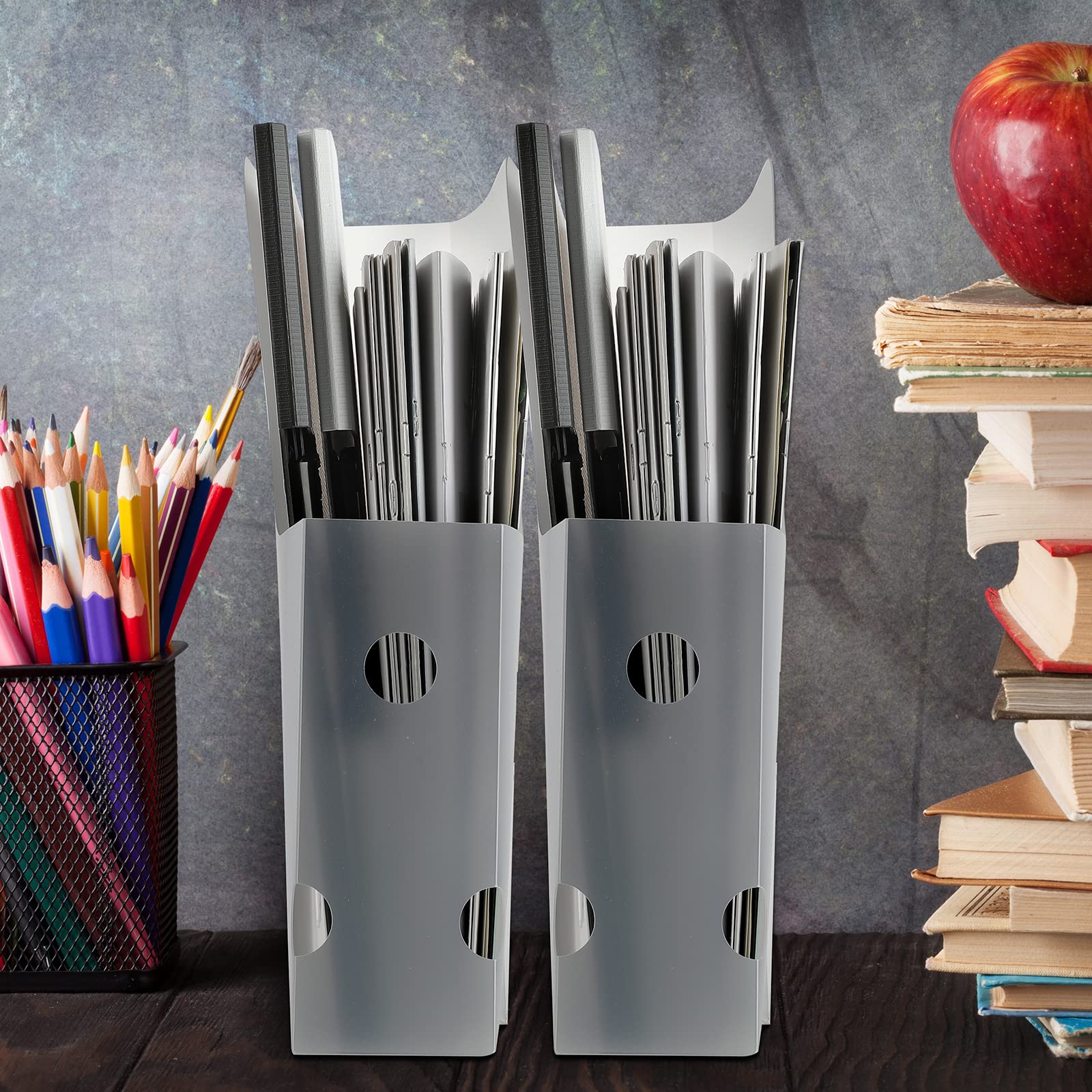 Jutom 6 Pcs Vertical Scrapbook Paper Holder Frosted Scrapbook Storage Organizer 12x12 Paper Storage Organizer Foldable Scrapbook Paper Storage for Cardstock Vinyl Paper Craft Paper File