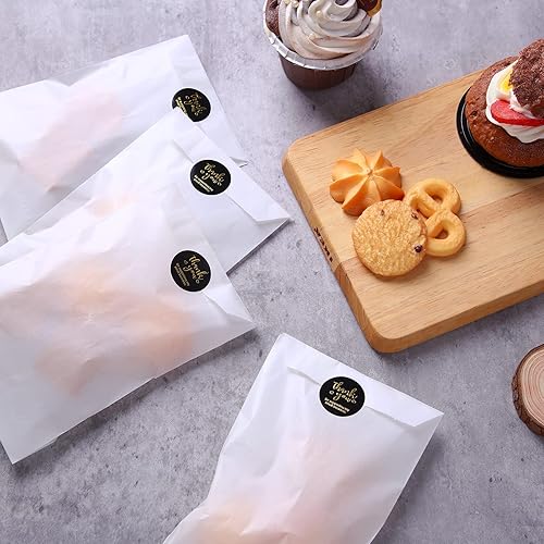 Miniatura 7 de Outus 1000 bolsas planas de vidrio encerado, bolsas de papel encerado para galletas, bolsas de golosinas, suministros de papel pequeños para jabones