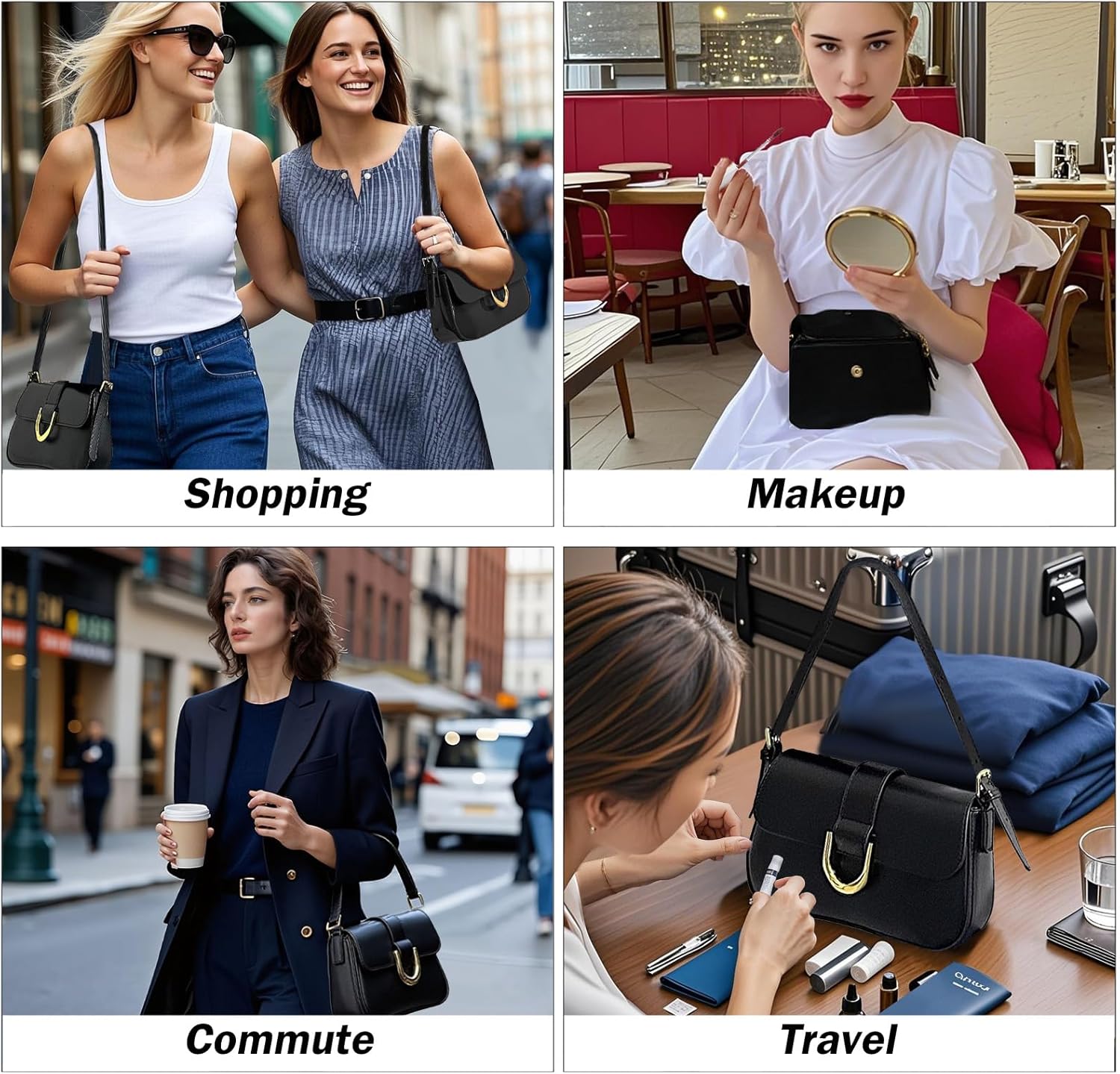 Shoulder Bag for Women, Small Purses Hobo Bags for Women, PU Leather Vintage Handbag with 2 Adjustable Shoulder Strap - Image 2