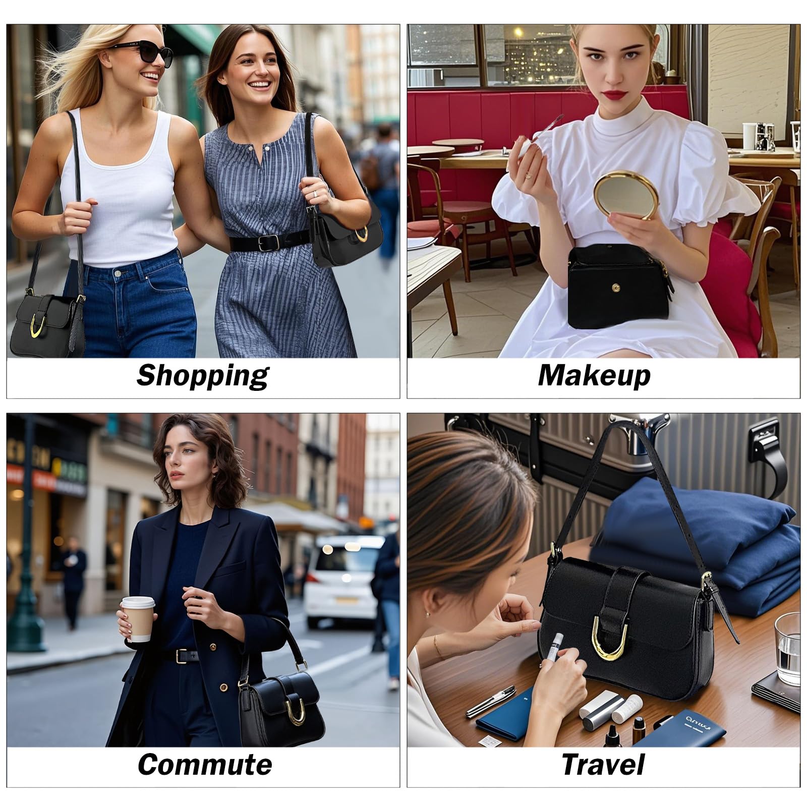 GZIXBDA Shoulder Bag for Women, Small Purses Hobo Bags for Women, PU Leather Vintage Handbag with 2 Adjustable Shoulder Strap