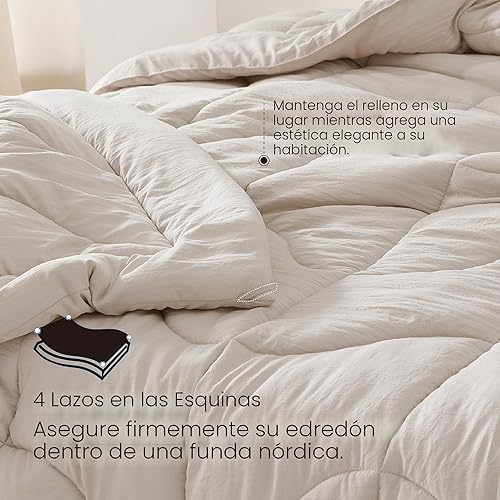 Miniatura 7 de Bedsure Edredón King - Edredón tamaño King para todas las estaciones, alternativa de plumón ultrasuave e inserto de edredón prelavado con 4 pestañas