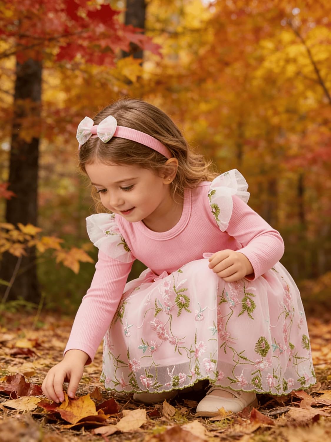 Baby Toddler Girls Tutu Dress Birthday Wedding Party Dresses Long Sleeve Bowknot Sundress with Headband 3 Months-3 Years - Image 4