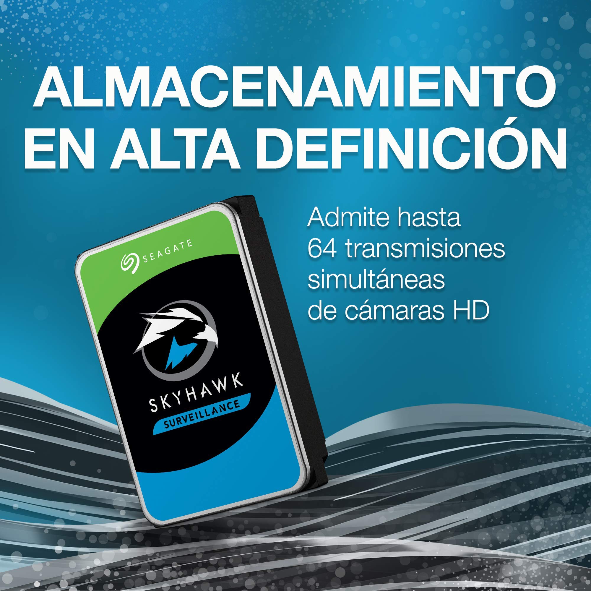 Seagate SkyHawk, 8TB, Unidad de disco duro interna de vigilancia, HDD, 3,5 in, SATA