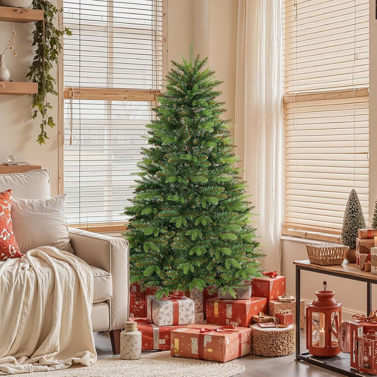 SHareconn de 180cm Árbol de Navidad con 1033 Puntas de Ramas de PE&PVC