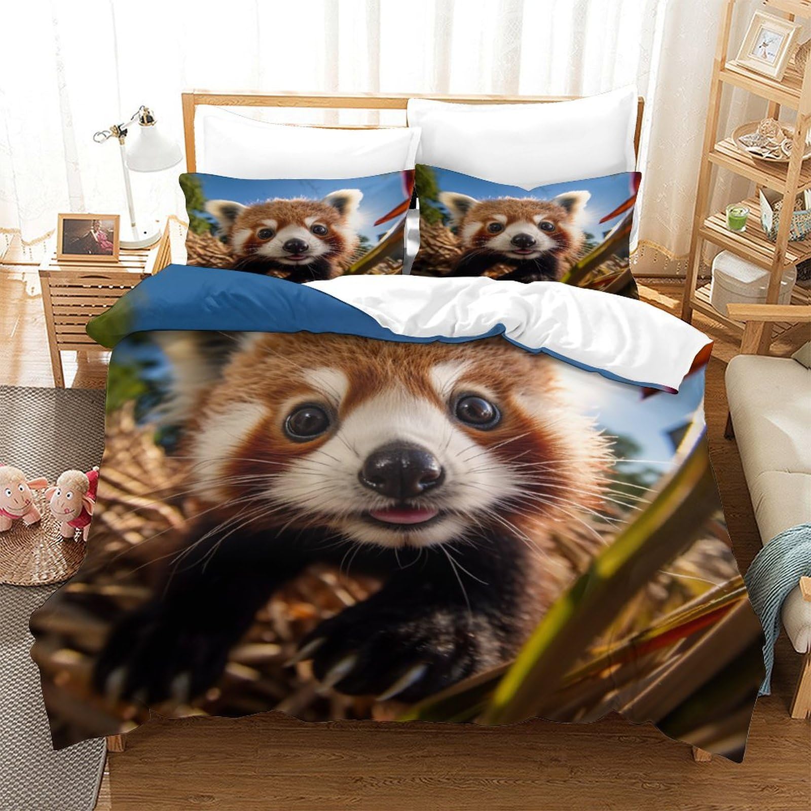 Housse de couette Lesser Panda parure de lit 3 pièces qualité hôtel