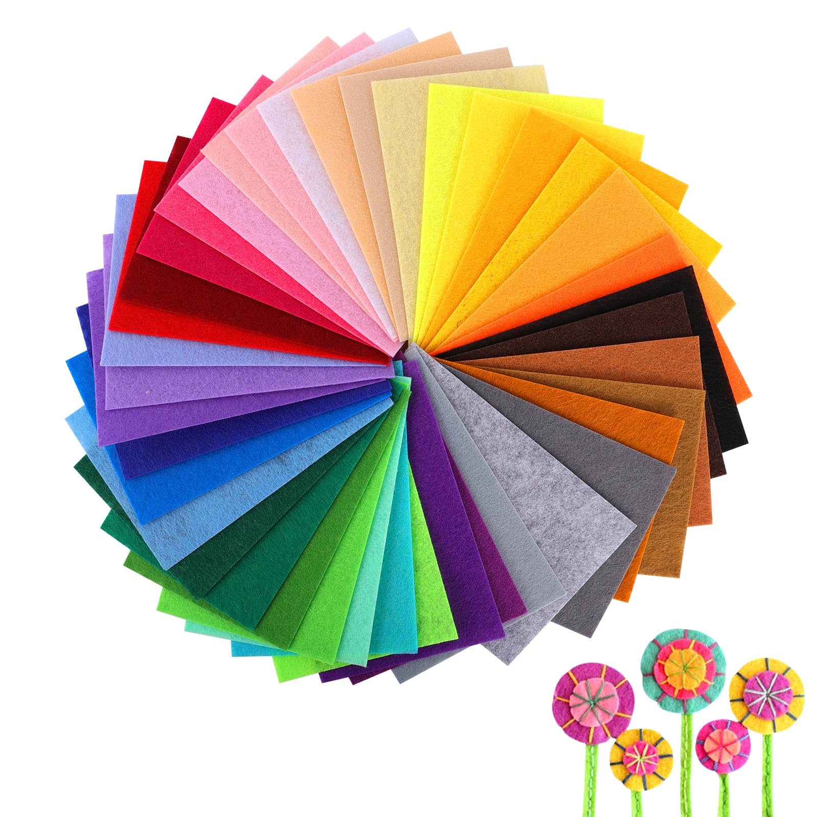 40Pcs Non-Woven Felt Sheet Set, 10x15cm DIY Nonwoven Felt, 1mm Assorted Colors Soft Craft Fabric Square, Solid Color Patchwork Sewing Felt, Pre-Cut Felted Fabric Sheet for Kids School Projects