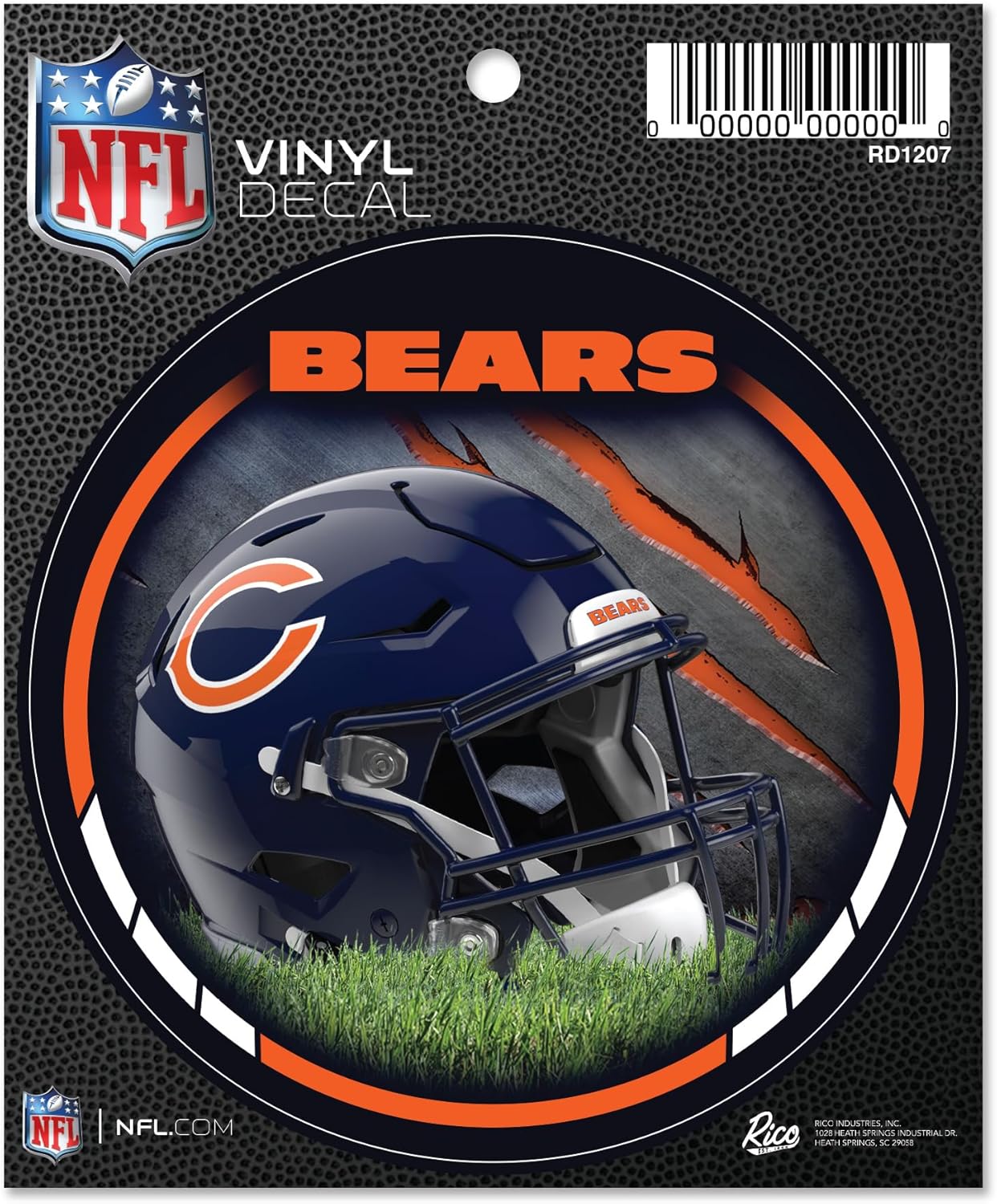 Rico Industries NFL Football Chicago Bears Helmet Round Team Color Vinyl Decal