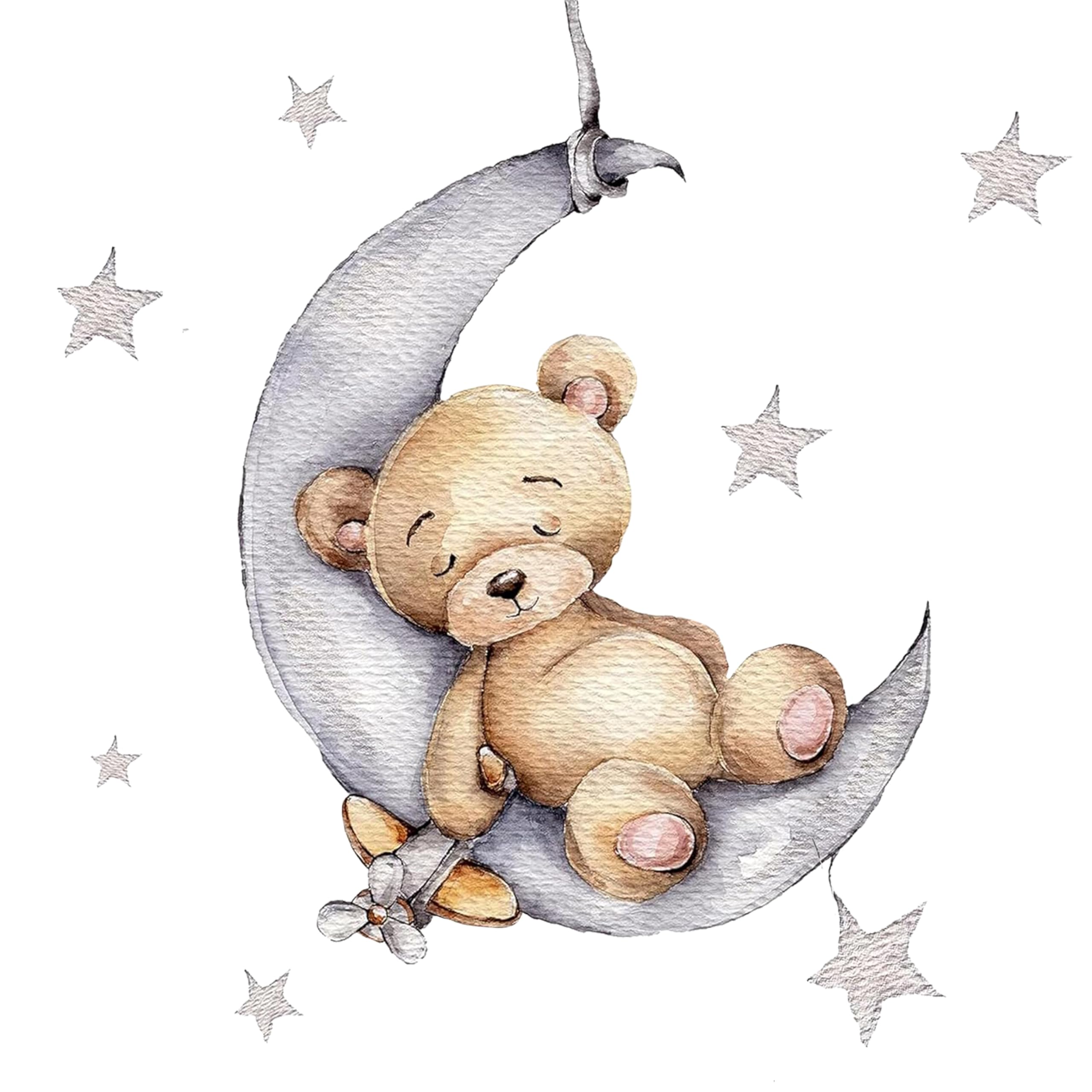 Nursery Wall Decals, Animals, Elephants and Bears, Peel and Stick Decor for Baby Room (Gray/Beige)