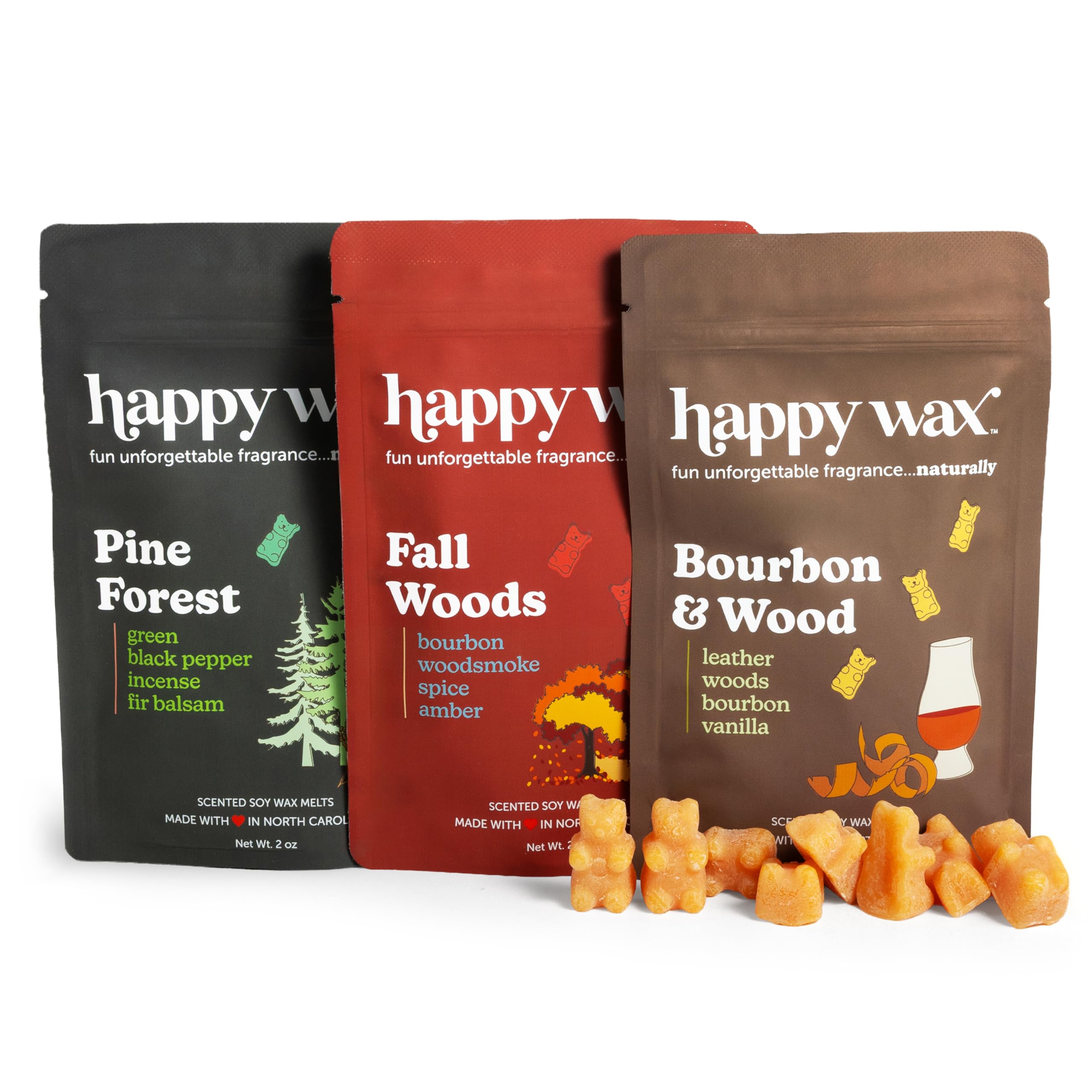 Happy Wax Fall Scented Soy Wax Melts 6oz Variety Pack - Autumn Woods Mix