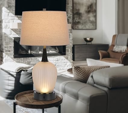 Cal Cal 100W led Vega Metal/Frosted Glass Table lamp with 2W led Night Light photo 2