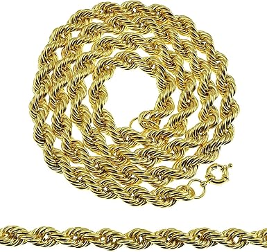 Mens 14K Gold Plated Rope Chain 1980's 