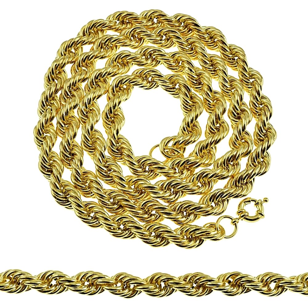 Bling Cartel Mens 14K Gold Plated Rope Chain 1980's Rapper